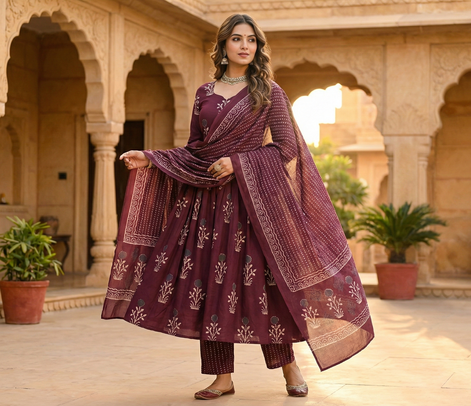 Beautiful Cotton Printed Anarkali Set for Women