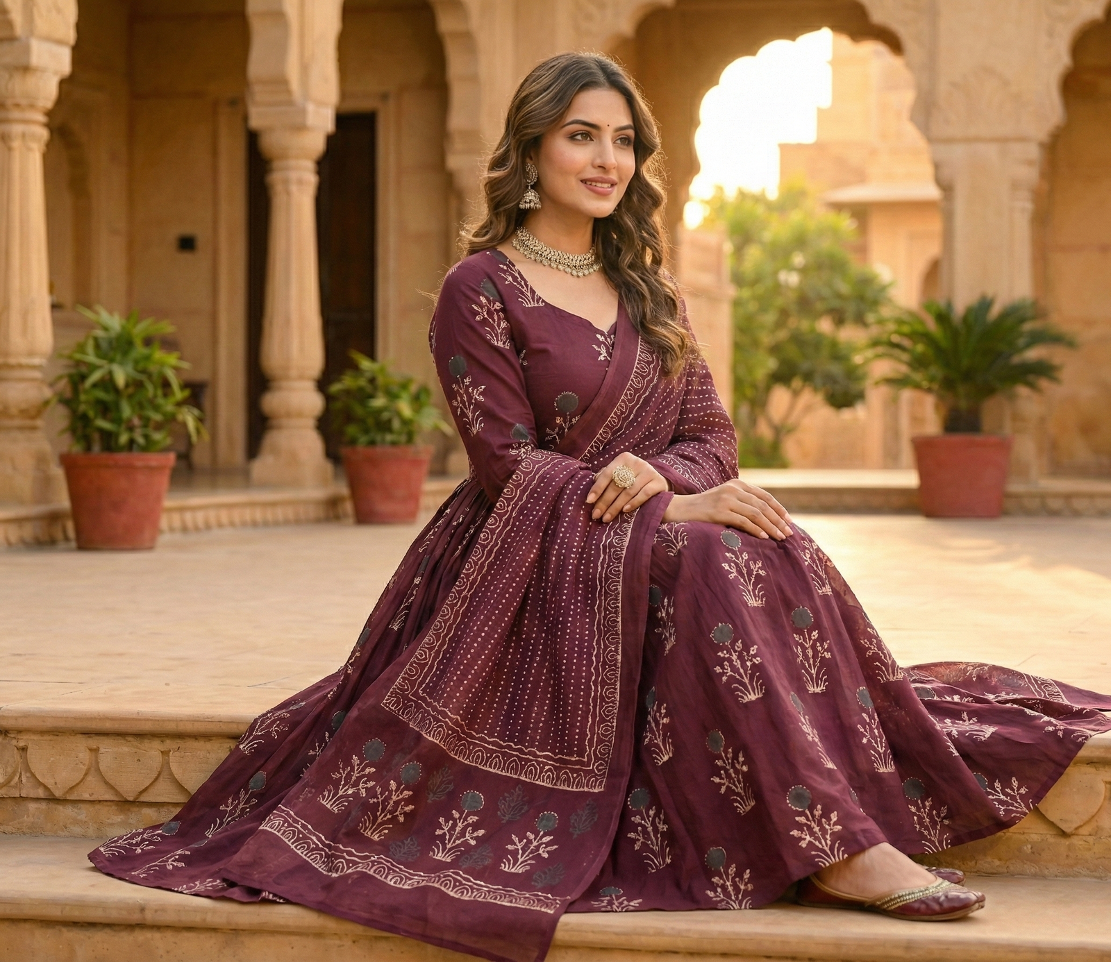 Beautiful Cotton Printed Anarkali Set for Women