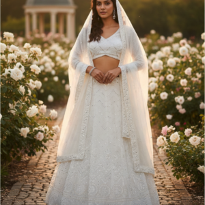 Ethnic Bridesmaids Zari Embroidered Lehenga Choli with Foil Mirror Work for Weddings